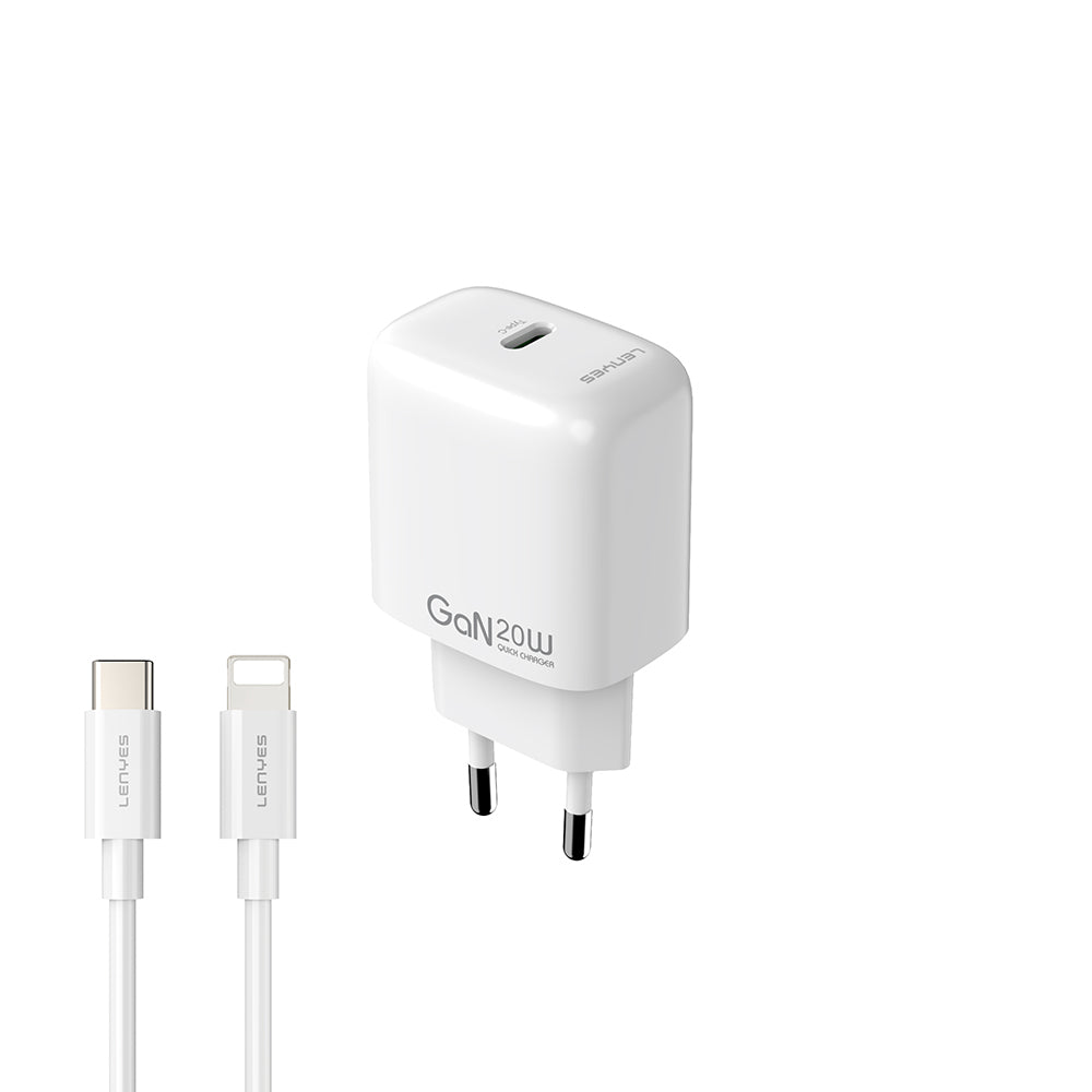Lenyes LCH90-TC-L Type-C to Lightning GaN Teknolojili PD Hızlı Şarj Özellikli Şarj Seti 20W