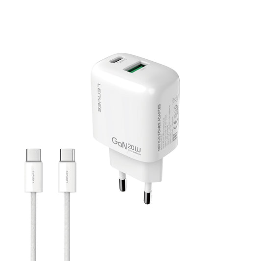 Lenyes LCH91-TC-TC Type-C to Type-C GaN Teknolojili PD ve USB Hızlı Şarj Özellikli Şarj Seti 20W