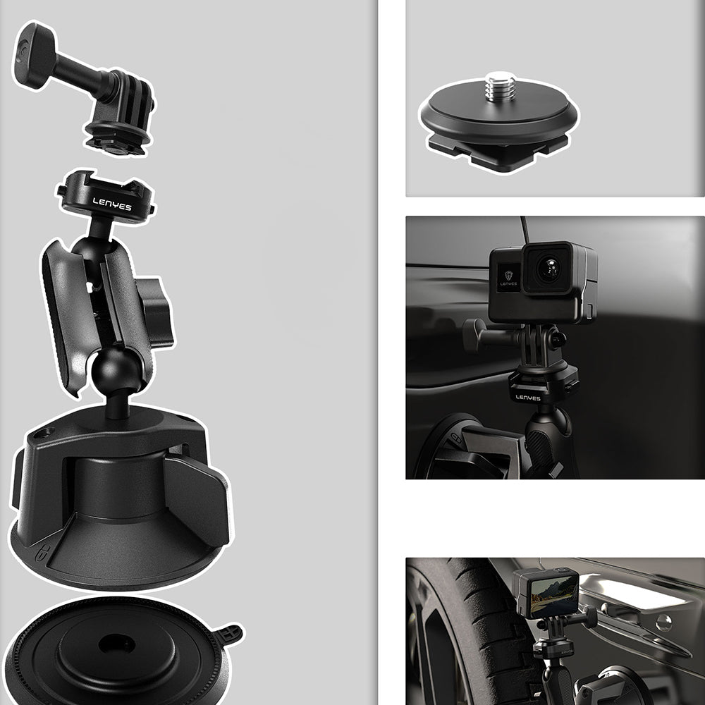 Lenyes LCT102 Teleskopik Vantuzlu Tasarım Aksiyon Kamera Tutucu