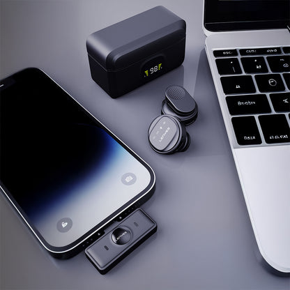 Lenyes LM204-L Type-C Şarj Portlu Akıllı Gürültü Engelleyicili Lightning Bağlantılı Kablosuz Yaka Mikrofonu