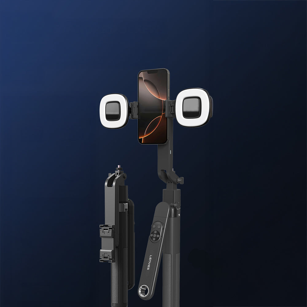 Lenyes LPH108 Canlı Yayın Dolgu Işıklı Kumandalı 360 Derece Dönebilen Selfie Çubuğu ve Tripod