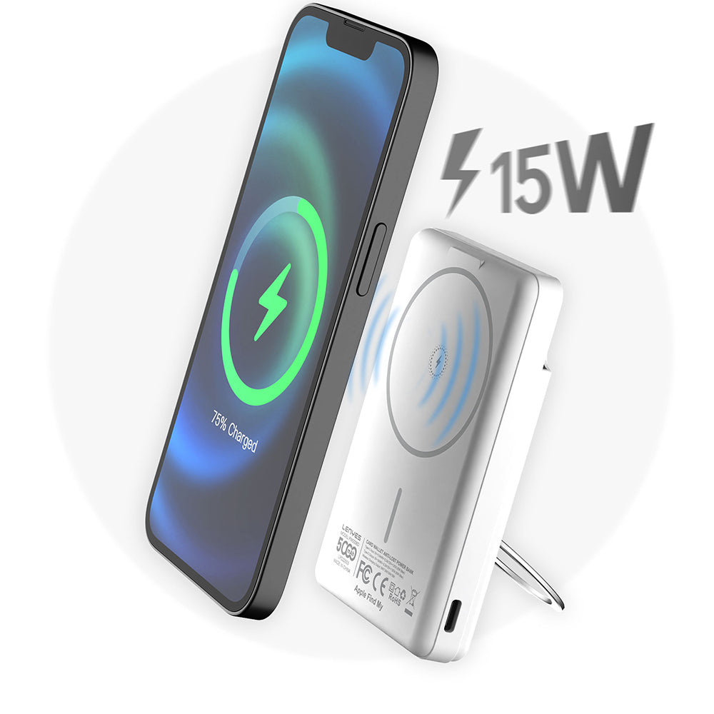 Lenyes PW0006D PD 20W Hızlı Şarj Özellikli Kartlıklı Standlı Wireless Powerbank 15W 5000mAh