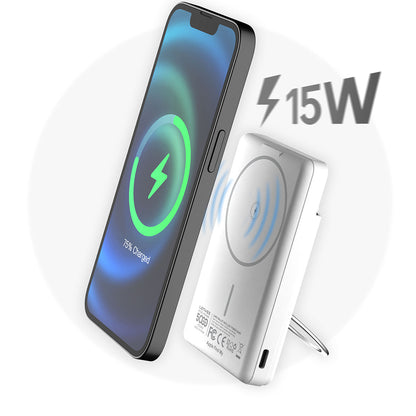 Lenyes PW0006D PD 20W Hızlı Şarj Özellikli Kartlıklı Standlı Wireless Powerbank 15W 5000mAh