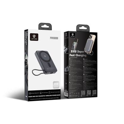 Lenyes PW1009D PD 35W Qi2 Teknolojili Type-C Kablolu Standlı Wireless Powerbank 15W 10000mAh