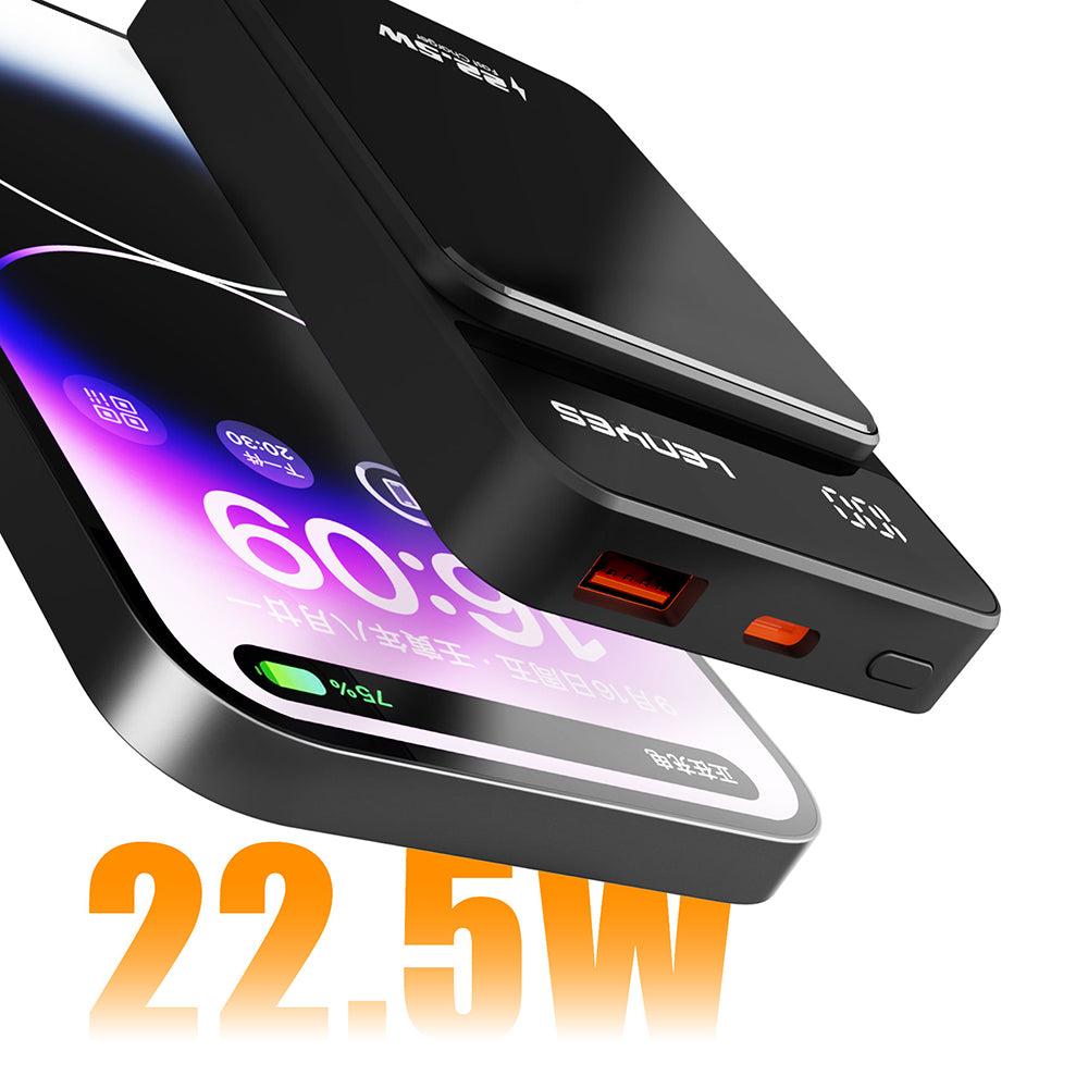 Lenyes PW126D Dijital LED Ekranlı Kablosuz Şarj Özellikli Powerbank 22.5W 10.000mAh