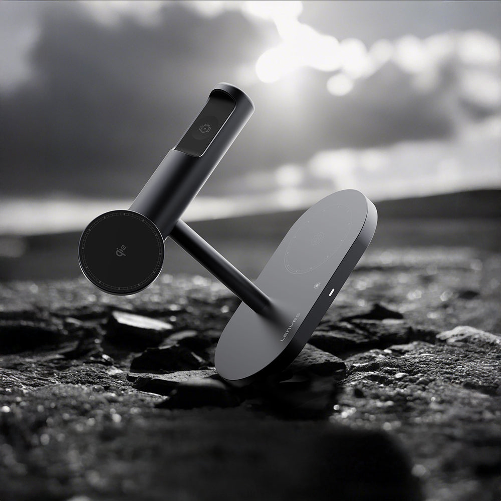 Lenyes PW319 Qi2 Şarj Teknolojili Ambiyans Işıklı Telefon&Akıllı Saat&Kulaklık 15W 3in1 Kablosuz Şarj Standı