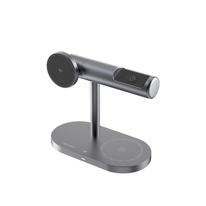 Lenyes PW319 Qi2 Şarj Teknolojili Ambiyans Işıklı Telefon&Akıllı Saat&Kulaklık 15W 3in1 Kablosuz Şarj Standı