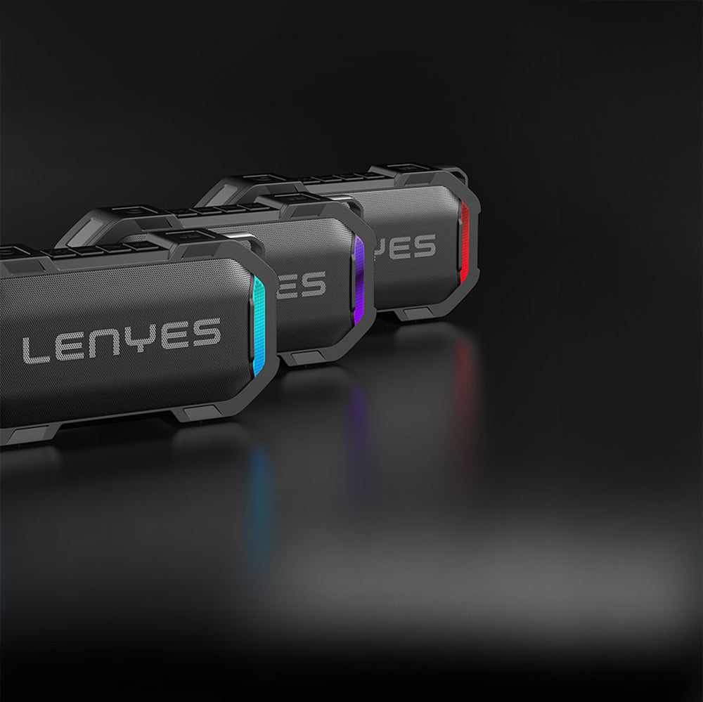 Lenyes S233 Ritme Duyarlı RGB Işıklı Taşınabilir Su Geçirmez TWS Bluetooth Hoparlör