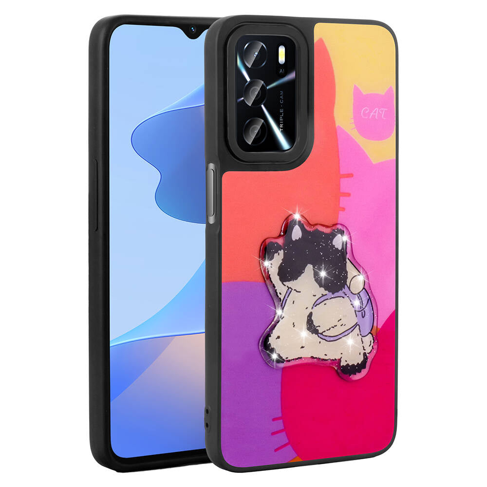 Oppo A16 Case Shining Embossed Zore Amas Silicone Cover with Iconic Figure