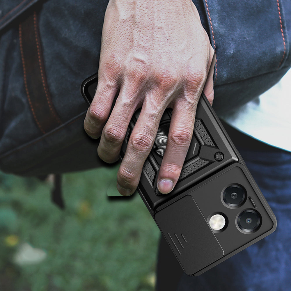 Oppo A3 Kılıf Magnetik Standlı Kamera Korumalı Zore Sürgülü Vega Kapak