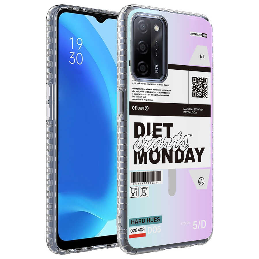 Oppo A54 4G Kılıf Airbag Kenarlı Renkli Desenli Silikon Zore Elegans Kapak