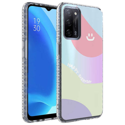 Oppo A54 4G Kılıf Airbag Kenarlı Renkli Desenli Silikon Zore Elegans Kapak