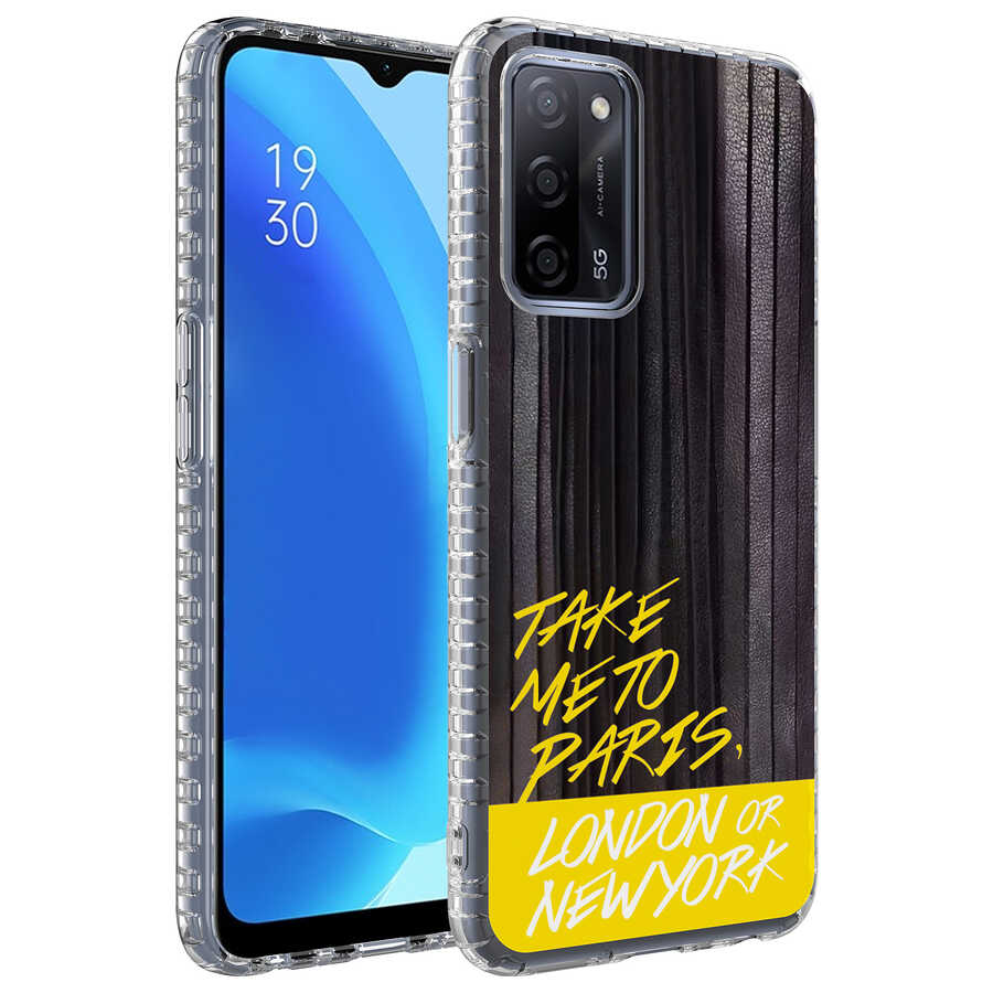 Oppo A54 4G Kılıf Airbag Kenarlı Renkli Desenli Silikon Zore Elegans Kapak