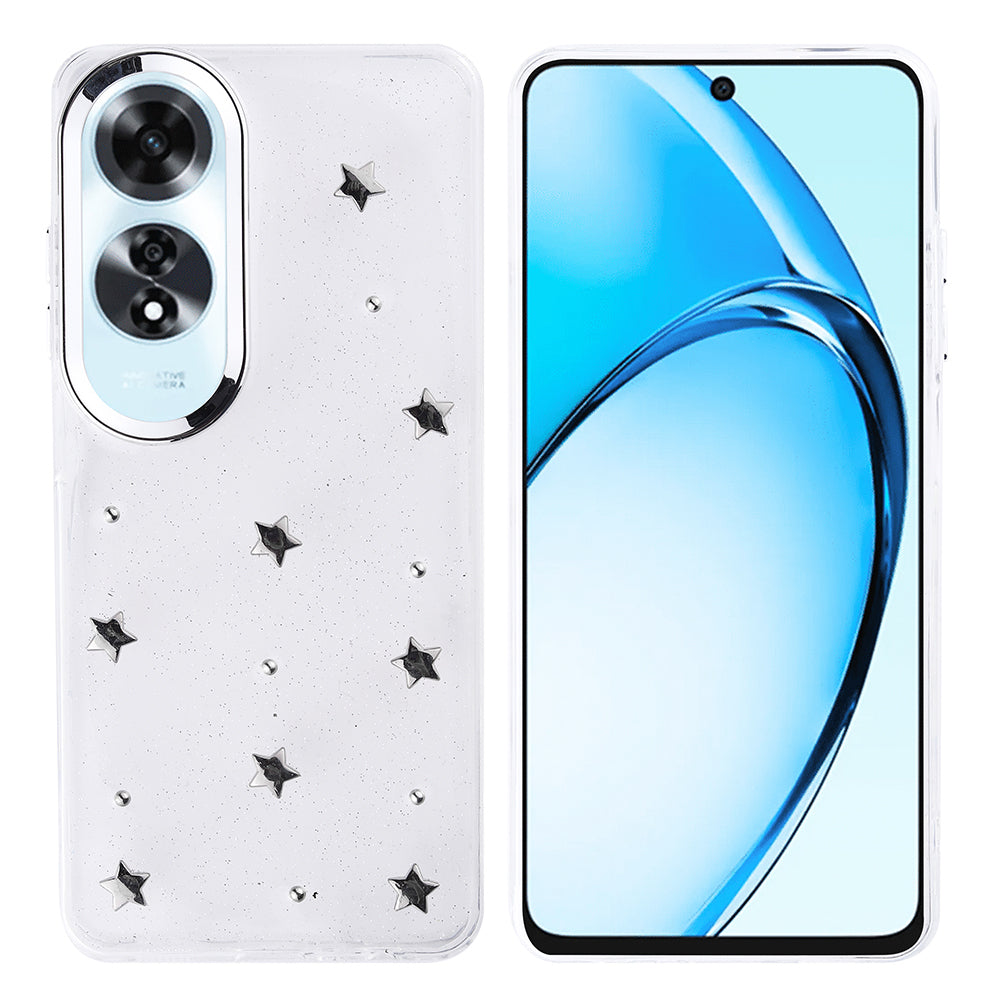 Oppo A60 Kılıf Airbag Tasarımlı Simli Şeffaf Zore Kutup Kapak