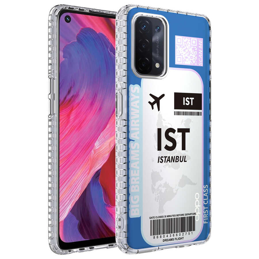 Oppo A74 4G Kılıf Airbag Kenarlı Renkli Desenli Silikon Zore Elegans Kapak