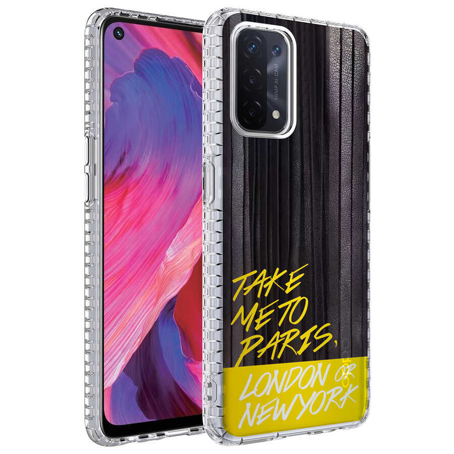 Oppo A74 4G Kılıf Airbag Kenarlı Renkli Desenli Silikon Zore Elegans Kapak