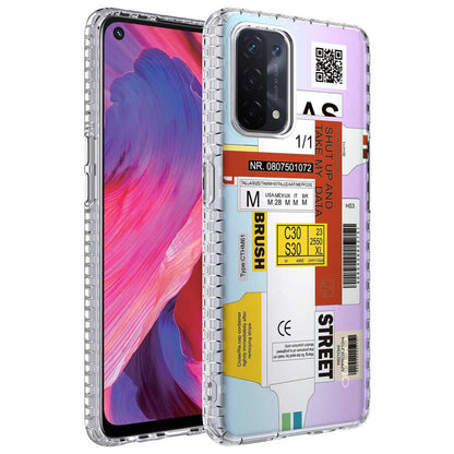 Oppo A74 4G Kılıf Airbag Kenarlı Renkli Desenli Silikon Zore Elegans Kapak