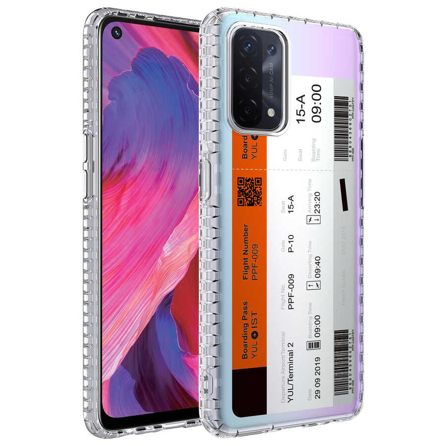 Oppo A74 4G Kılıf Airbag Kenarlı Renkli Desenli Silikon Zore Elegans Kapak