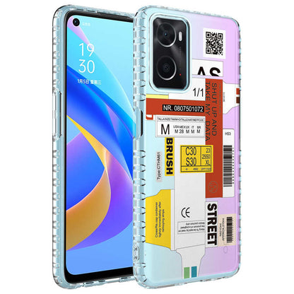 Oppo A96 4G Kılıf Airbag Kenarlı Renkli Desenli Silikon Zore Elegans Kapak