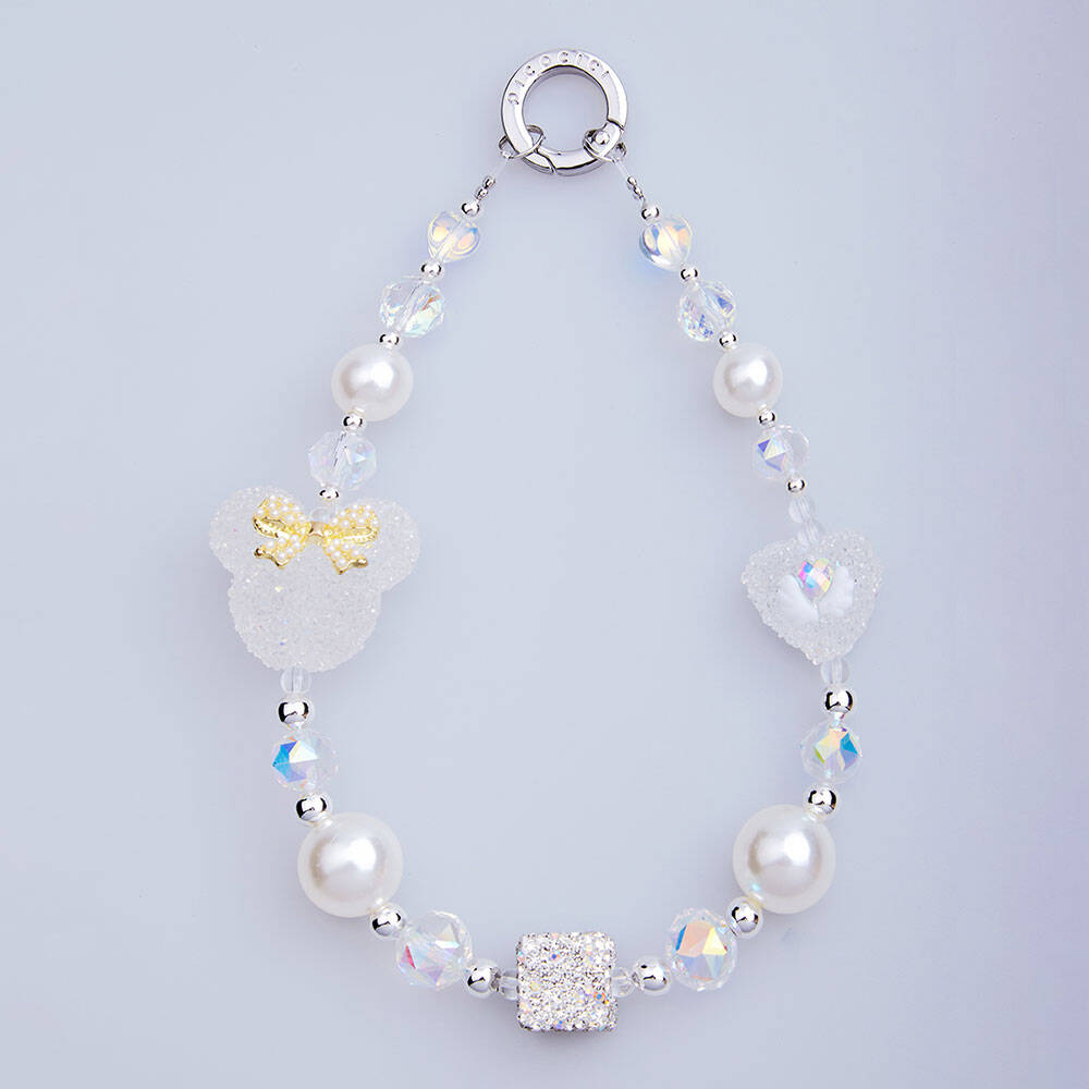 Picocici İnci Taş Tasarımlı Fiyonklu Minnie Mouse Telefon Bilek Askı İpi