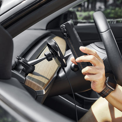Pitaka MagEZ Pro 2 M-safe Şarj Özellikli Qi2 Tesla Model Y ve Model 3 Uyumlu Aramid Fiber Araç Telefon Tutucu
