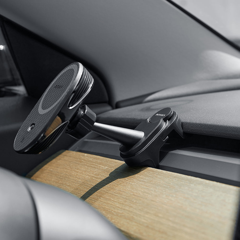 Pitaka MagEZ Pro 2 M-safe Şarj Özellikli Qi2 Tesla Model Y ve Model 3 Uyumlu Aramid Fiber Araç Telefon Tutucu