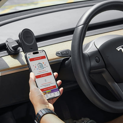 Pitaka MagEZ Pro 2 M-safe Şarj Özellikli Qi2 Tesla Model Y ve Model 3 Uyumlu Aramid Fiber Araç Telefon Tutucu