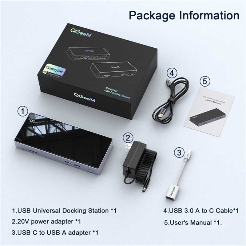 Qgeem QG-D6902 All in One Çoğaltıcı Type-C Hub Docking Station 4K-5K Displayport HDMI Destekli