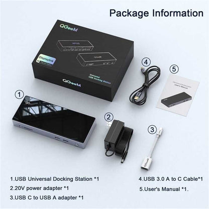 Qgeem QG-D6902 All in One Çoğaltıcı Type-C Hub Docking Station 4K-5K Displayport HDMI Destekli