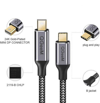Qgeem QG-UA14 Type-C To Mini Display Port Kablo