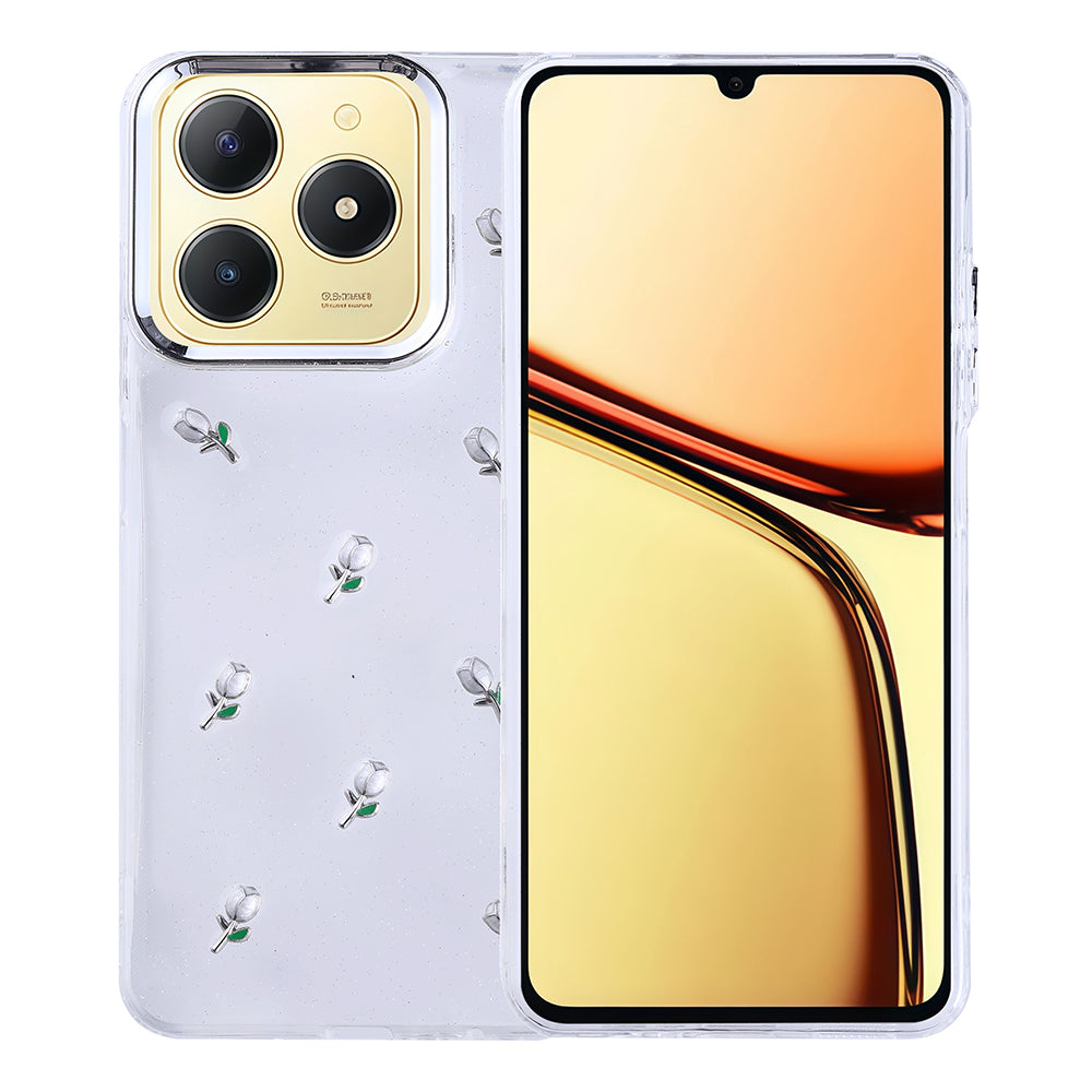 Realme C61 Kılıf Airbag Tasarımlı Simli Şeffaf Zore Kutup Kapak