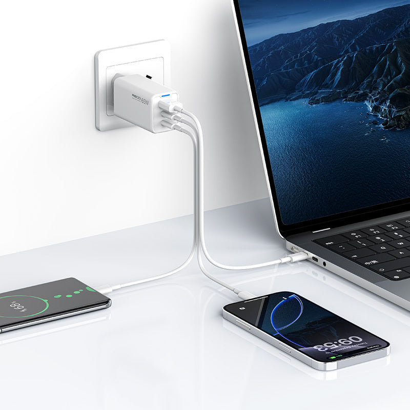 Recci RC109E Type-C PD & USB-A GaN Teknolojili Hızlı Şarj Başlığı 65W