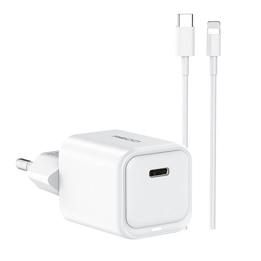 Recci RC65E Hızlı Şarj Başlığı Type-C to Lightning PD 20W Kablolu Şarj Seti