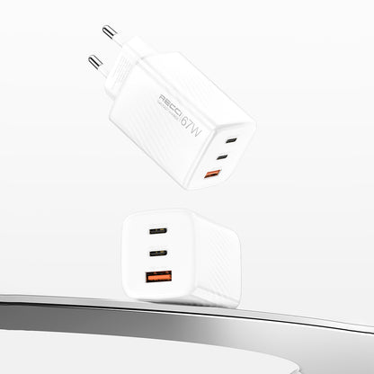 Recci RC85E GaN Teknolojili Hızlı Şarj Başlığı USB-A to Type-C PD 67W Kablolu Şarj Seti