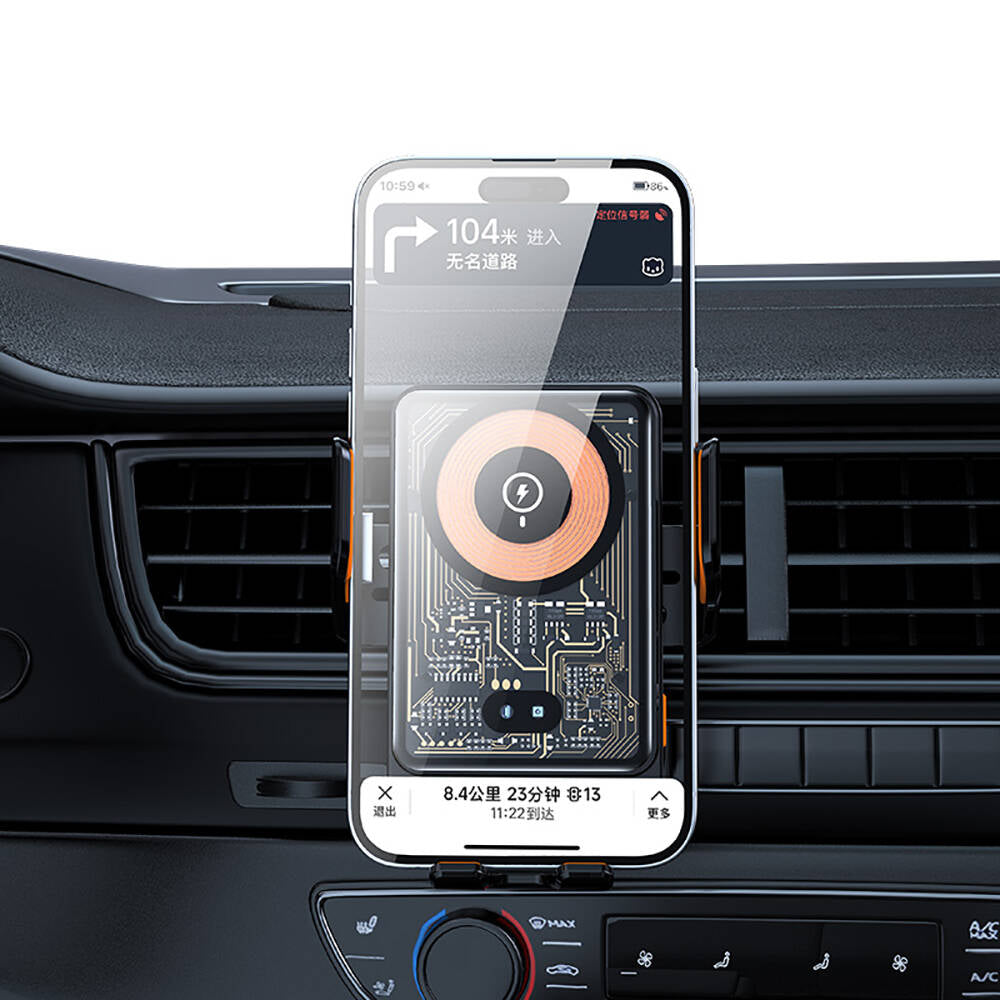 Recci RHO-C38 Mars Serisi M-safe Şarj Özellikli Mavi Işık Göstergeli Araç Telefon Tutucu