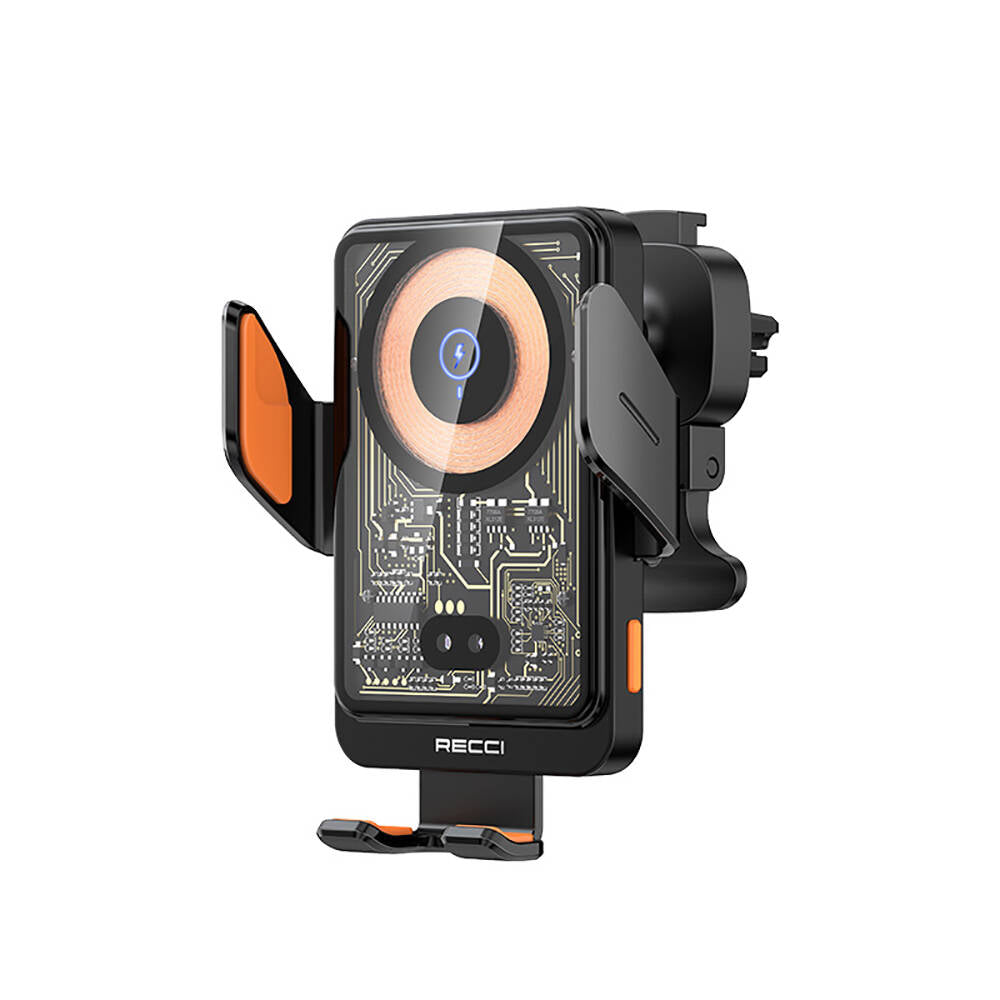 Recci RHO-C38 Mars Serisi M-safe Şarj Özellikli Mavi Işık Göstergeli Araç Telefon Tutucu