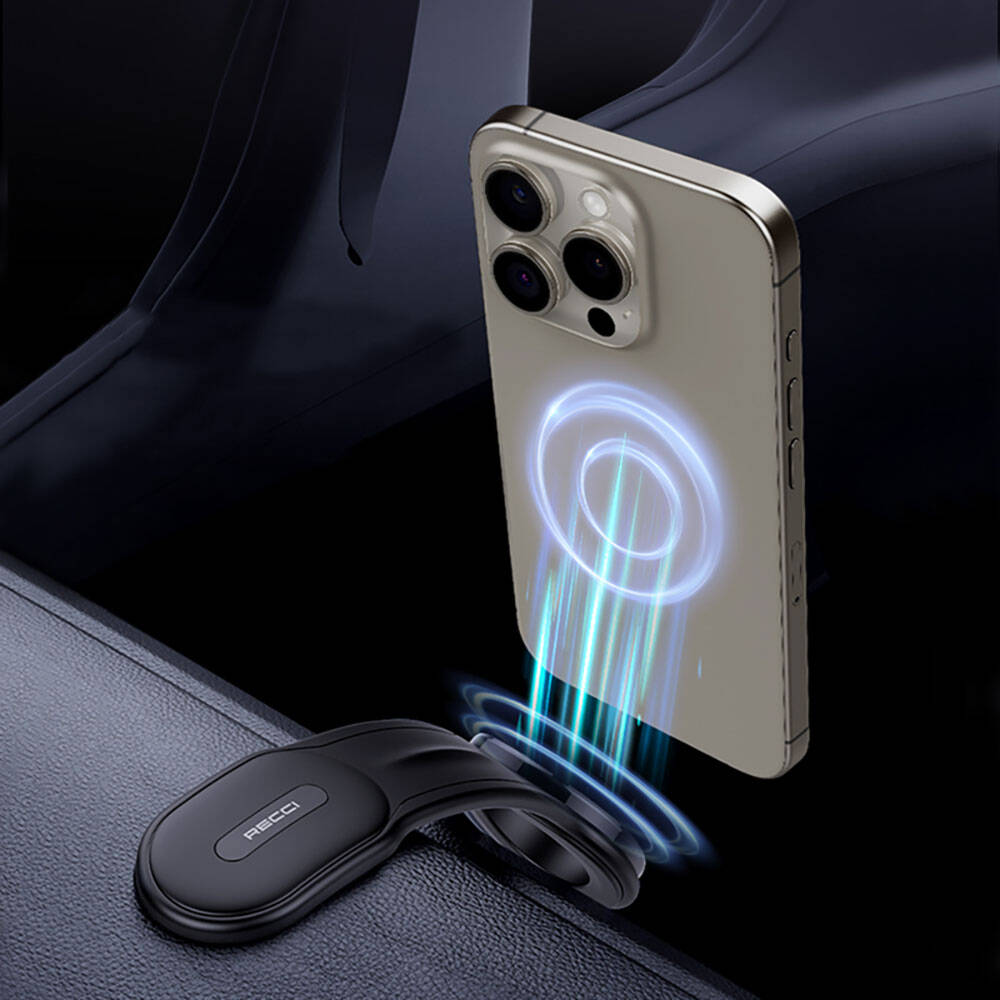 Recci RHO-C40 Magnetik M-safe Uyumlu Bükülebilen Eğimli ve Düz Zemin Araç Telefon Tutucu