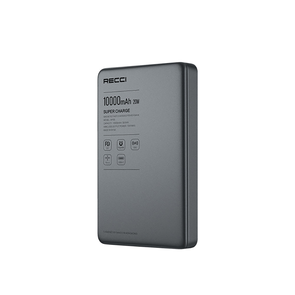 Recci RP35 PD 20W Led Göstergeli Hızlı Şarj Özellikli Wireless Powerbank 15W 10000mAh
