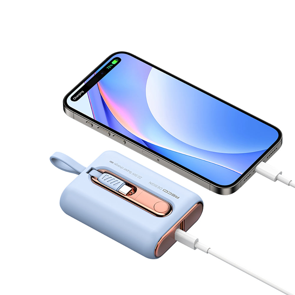 Recci RPB-P12C PD 20W Askı İpli Hızlı Şarj Özellikli Type-C Kablolu Powerbank 22.5W 10.000mAh