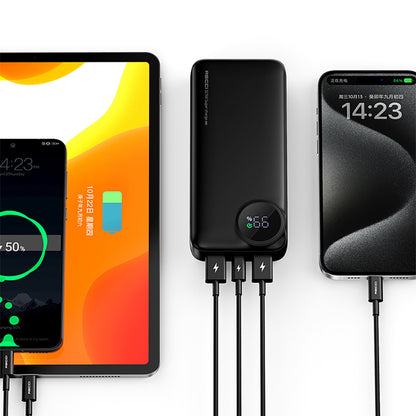 Recci RPB-P48 PD 20W Dijital LED Göstergeli Hızlı Şarj Özellikli Taşınabilir Powerbank 22.5W 10000mAh