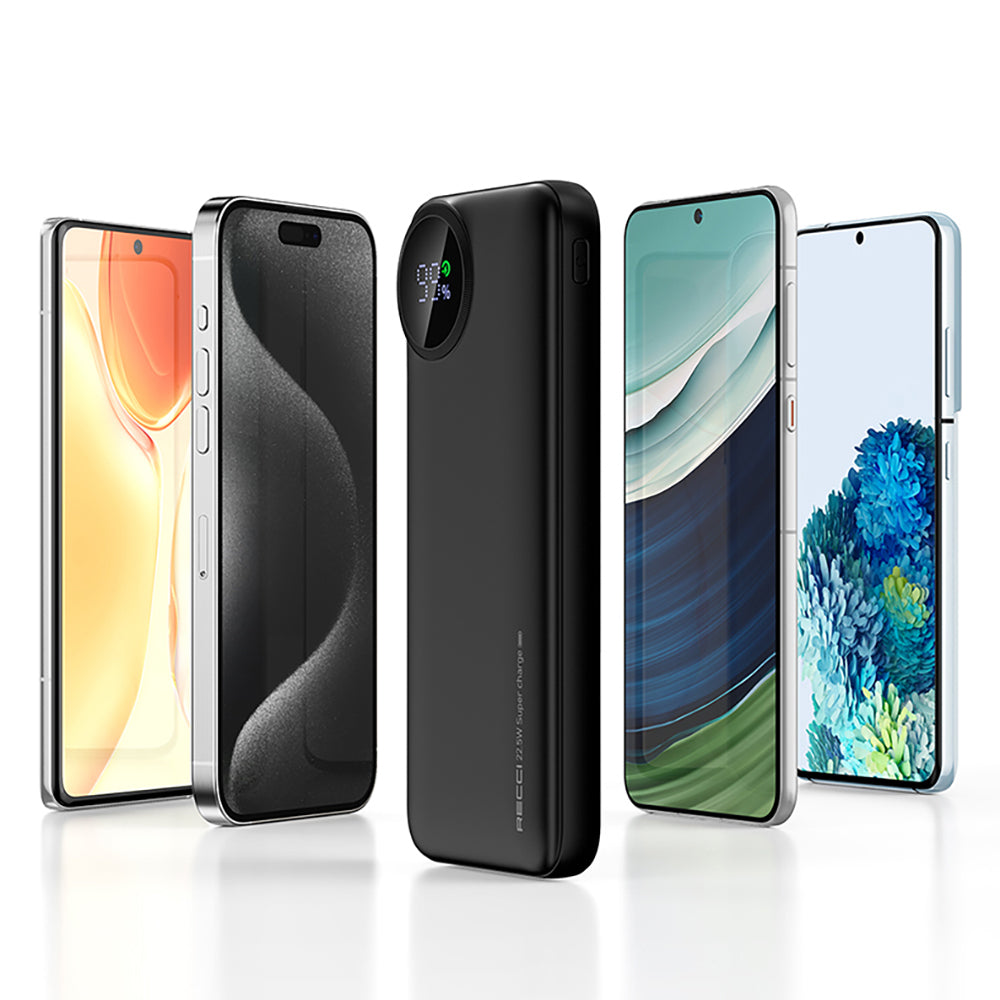 Recci RPB-P48 PD 20W Dijital LED Göstergeli Hızlı Şarj Özellikli Taşınabilir Powerbank 22.5W 10000mAh