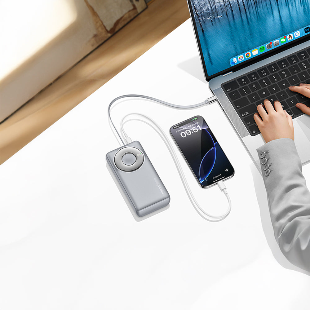 Recci RPB-P72 Hızlı Şarj Özellikli Type-C Kablolu Powerbank 65W 20.000mAh