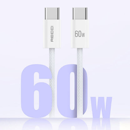 Recci RS15CC Nature Serisi 60W Hızlı Şarj Özellikli Type-C To Type-C PD Kablo 2M
