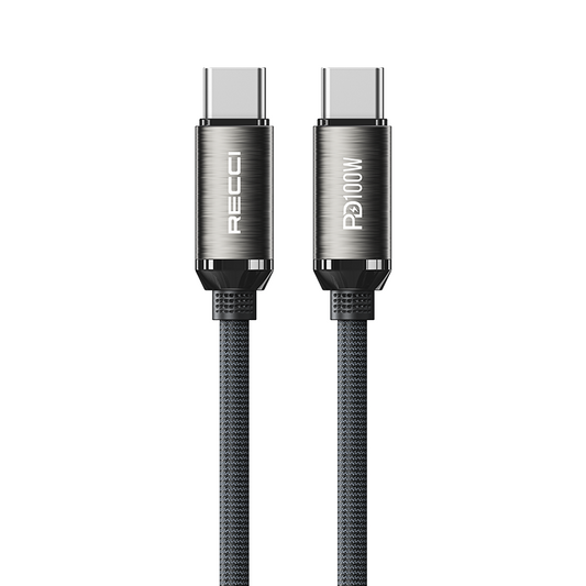 Recci RS45CC Type-C to Type-C PD 100W Örgü Tasarımlı Hızlı Şarj Özellikli Data ve Şarj Kablosu 1M