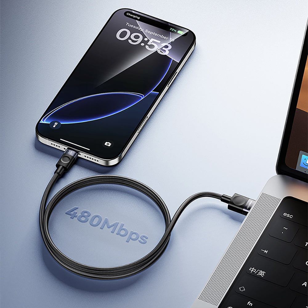 Recci RS50C USB-A to Type-C Örgü Tasarımlı Hızlı Şarj Özellikli Data ve Şarj Kablosu 1M