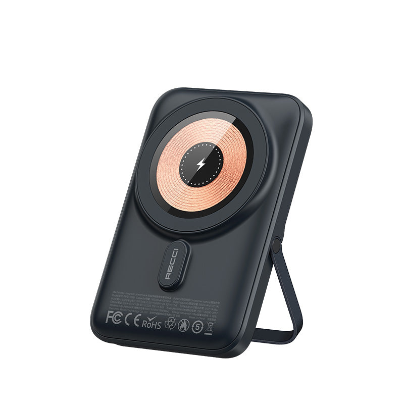 Recci W08 Metal Standlı 15W M-safe Şarj Özellikli 20W PD Hızlı Şarj Powerbank 10000mAh