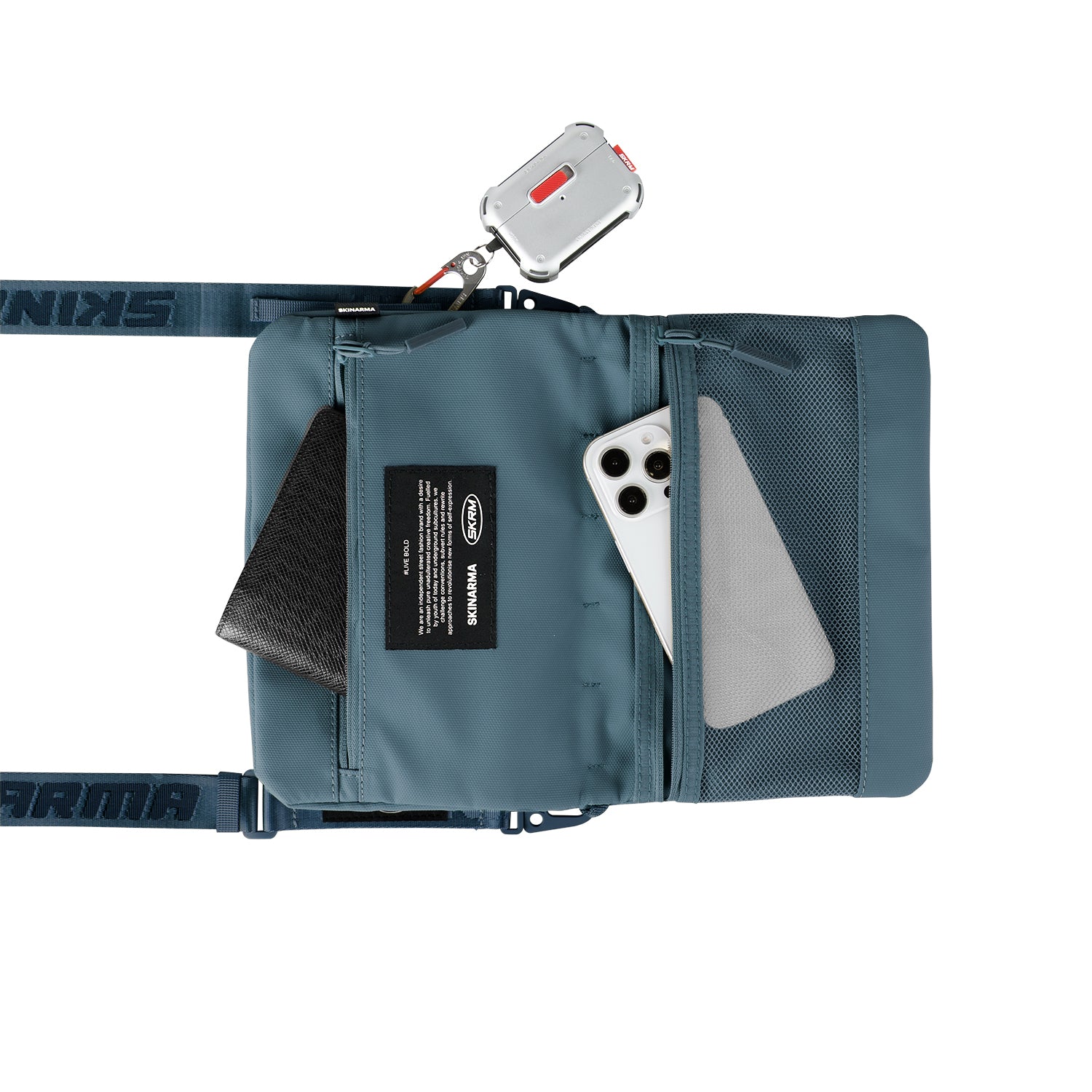 Skinarma Satchel Juno Desenli Naylon Scout Bilek Askı Kayışlı Aksesuar Çantası