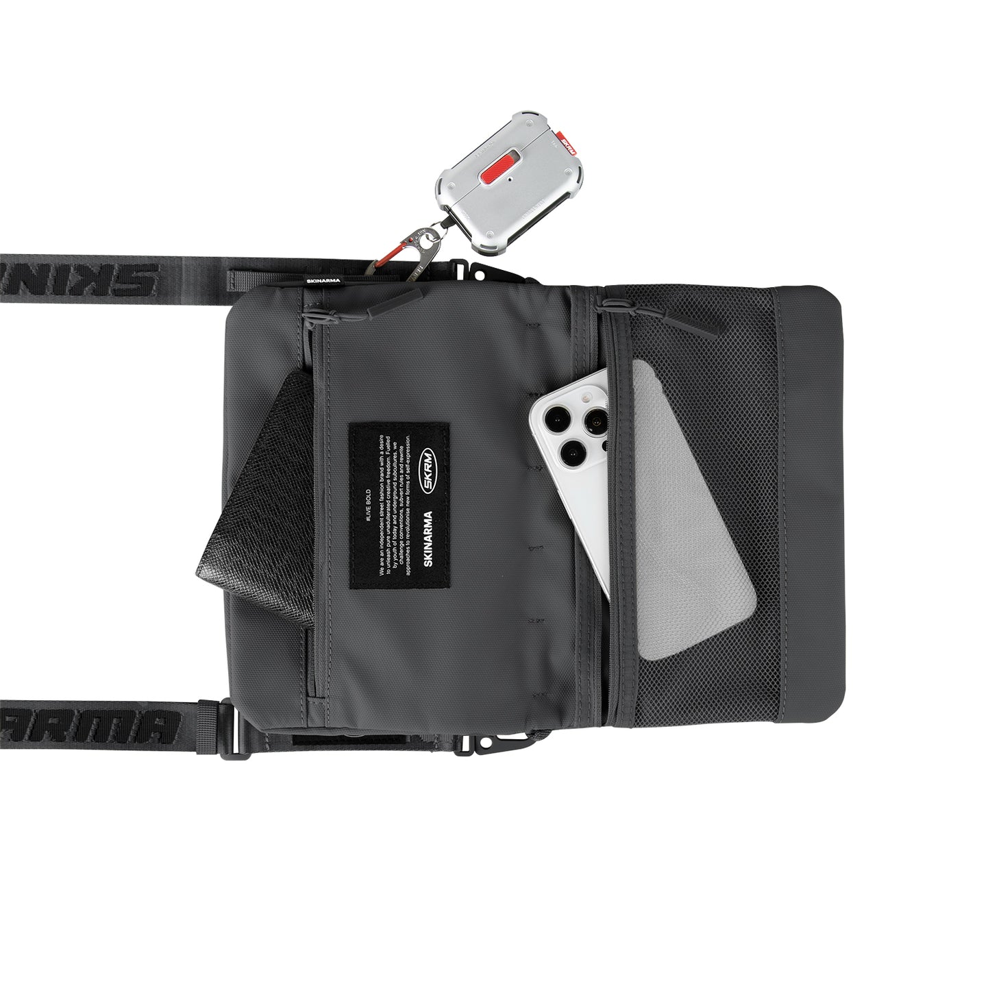 Skinarma Satchel Juno Desenli Naylon Scout Bilek Askı Kayışlı Aksesuar Çantası