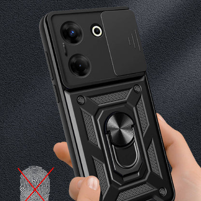 Tecno Camon 20 Pro 4G Kılıf Magnetik Standlı Kamera Korumalı Zore Sürgülü Vega Kapak