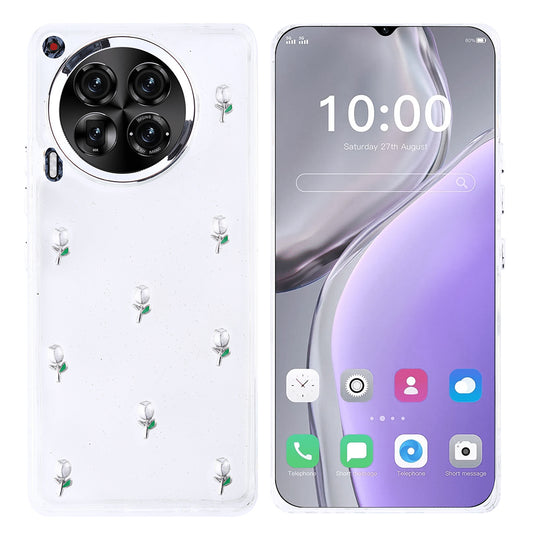 Tecno Camon 30 4G Kılıf Airbag Tasarımlı Simli Şeffaf Zore Kutup Kapak